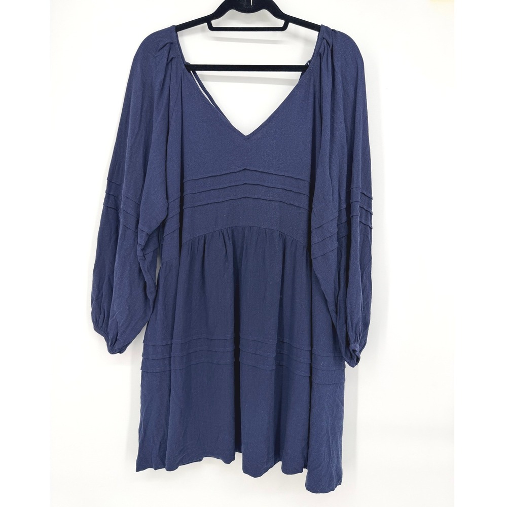 Treasure & Bond Navy Long Sleeve V-Neck Mini Dress